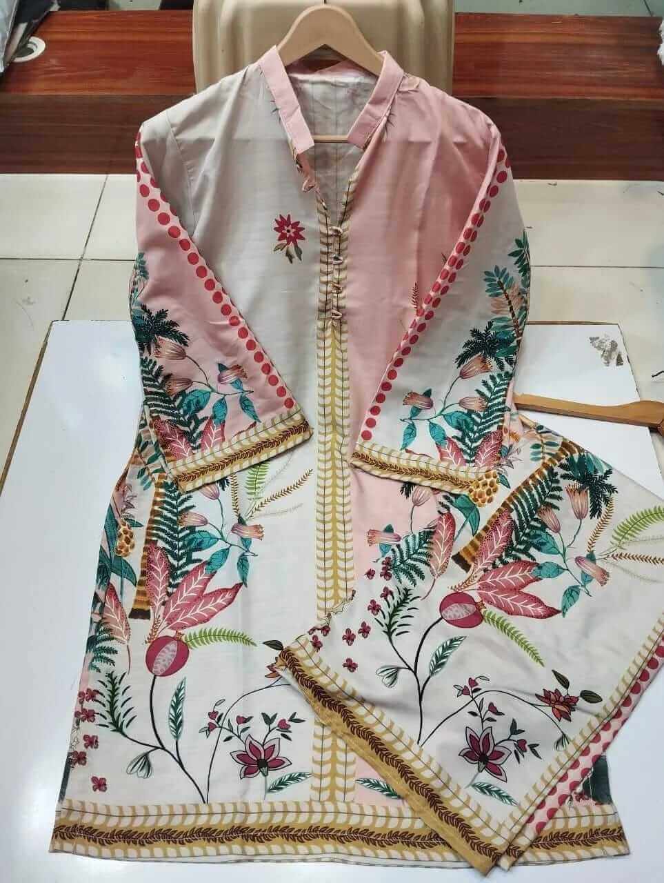 2 Pcs Women's Stitched Swiss Lawn printed Co-Ord Set 3  haseen.store
