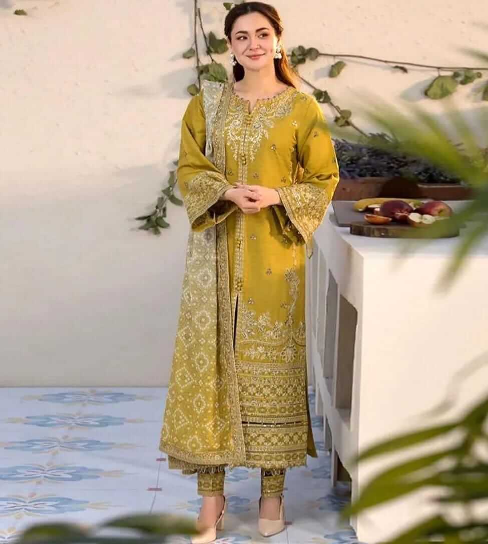 3 Pcs Women's Embroidered 45 Suit haseen.store