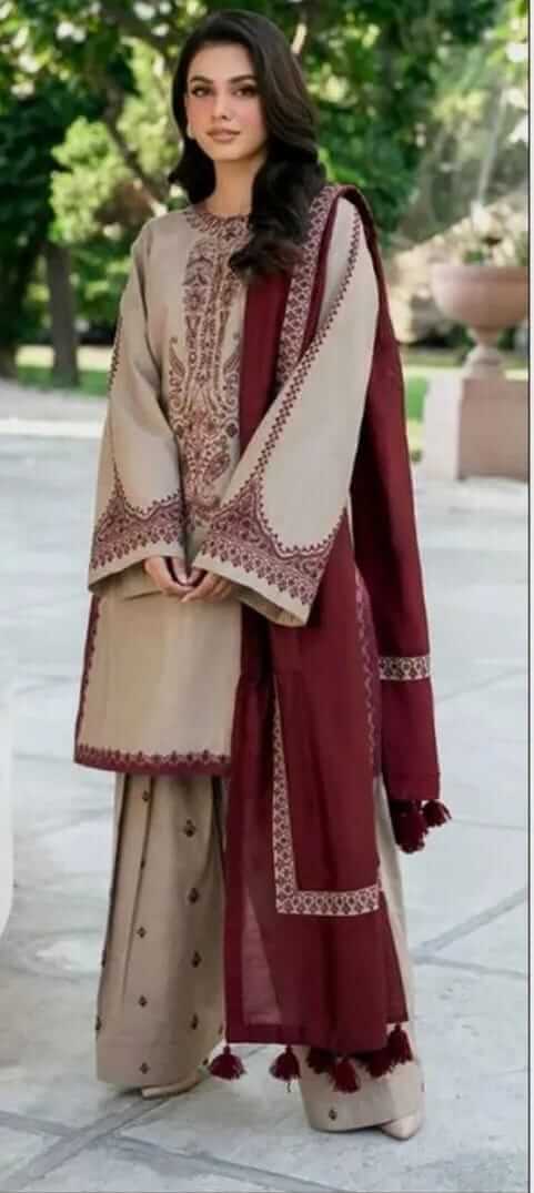 3 Pcs Women's Embroidered Suit -  Haseen Store