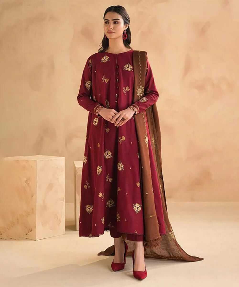 3 Pcs Women's Embroidered Suit -  Haseen Store