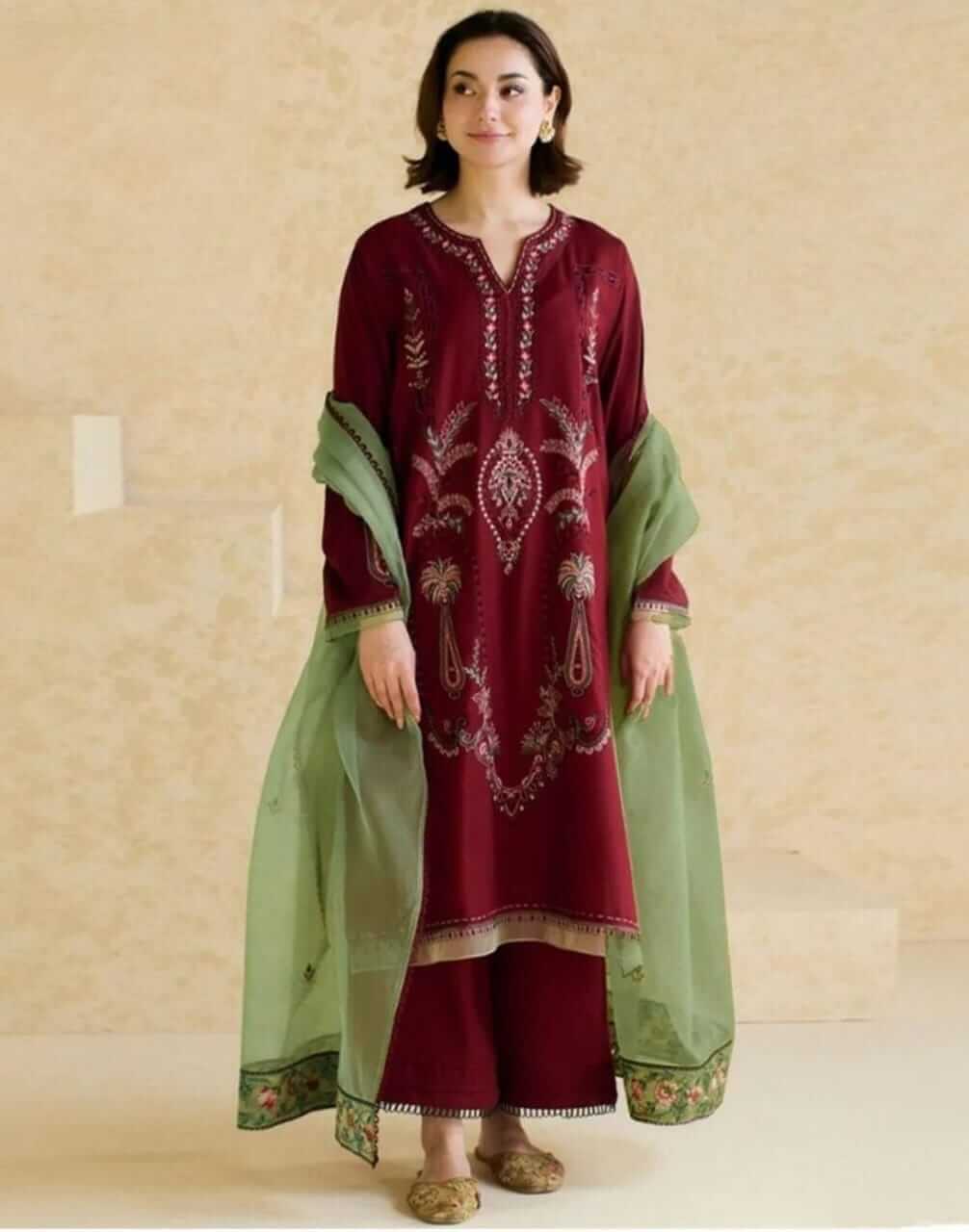 3 Pcs Women's Embroidered Suit -  Haseen Store