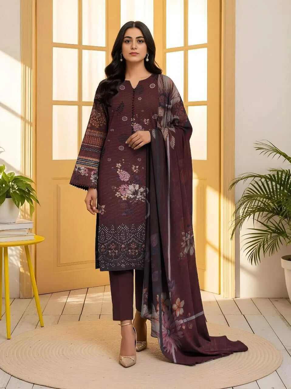 3 Pcs Women's Embroidered Suit 36 haseen.store