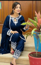 3 Pcs Women's Stitched Cotton Embroidered Suit 1 haseen.store
