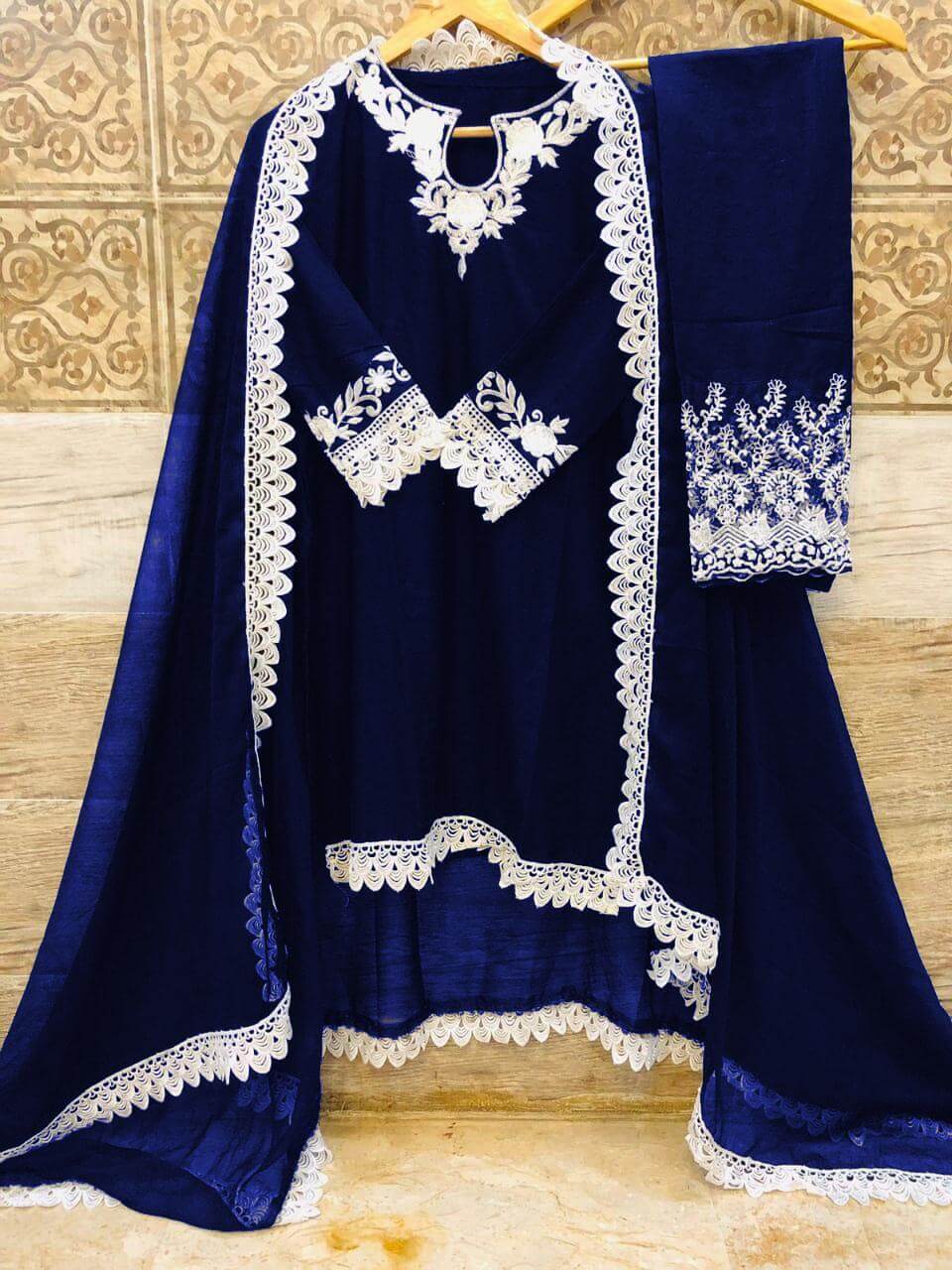 3 Pcs Women's Stitched Cotton Embroidered Suit 2  haseen.store
