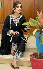 3 Pcs Women's Stitched Cotton Embroidered Suit 2  haseen.store
