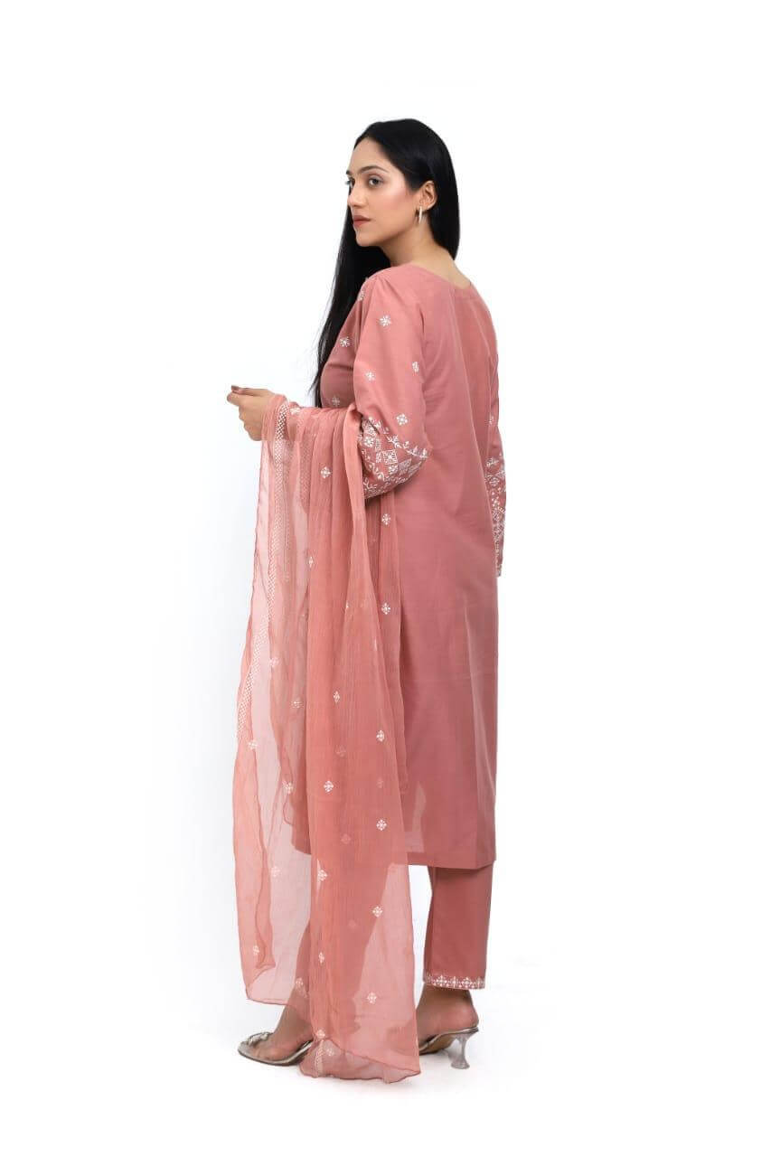 3 Pcs Women's Stitched Cotton Lawn Embroidered Suit 2 haseen.store 2
