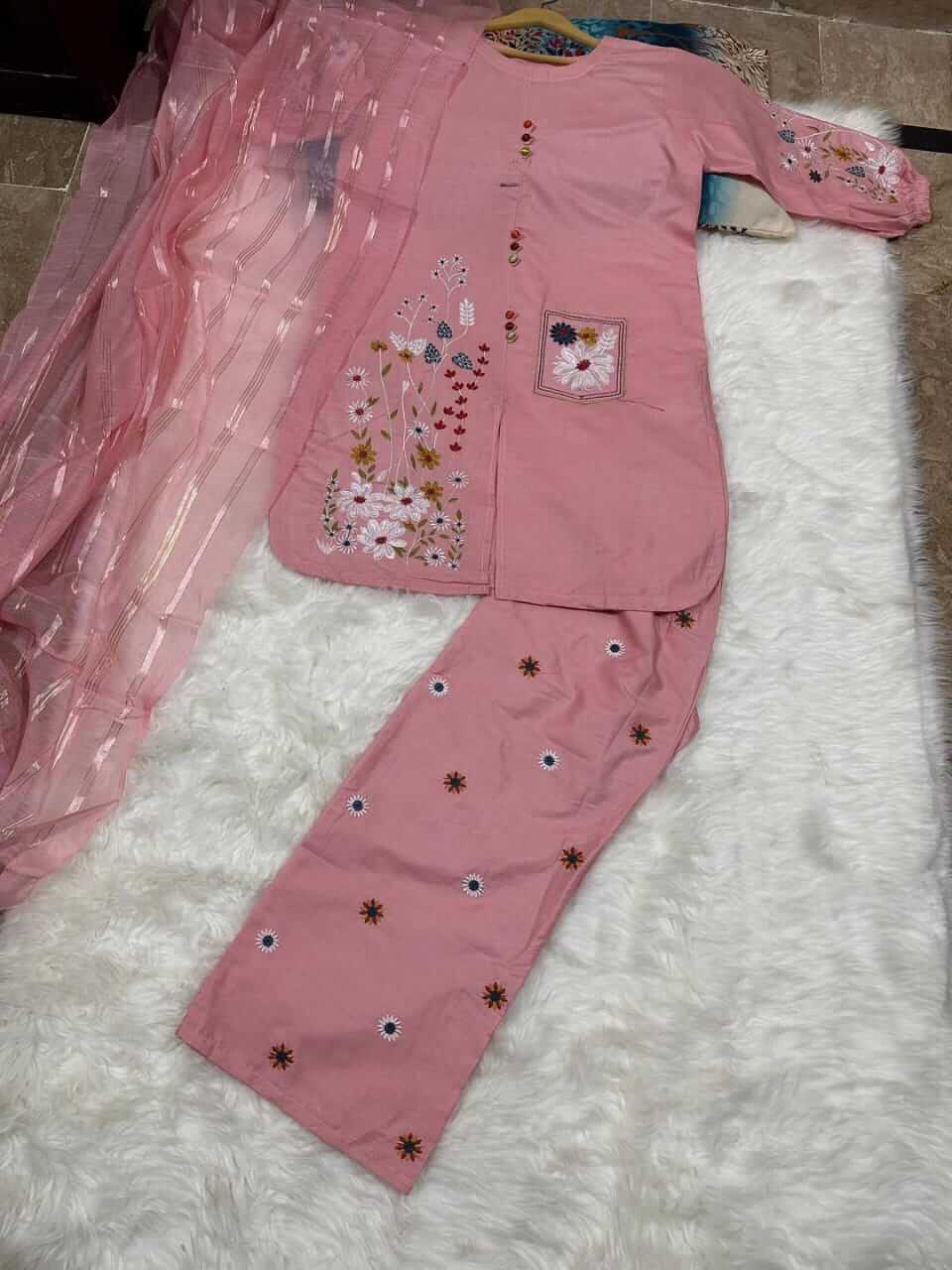 3 Pcs Women's Stitched Embroidered Suit 8 haseen.store
