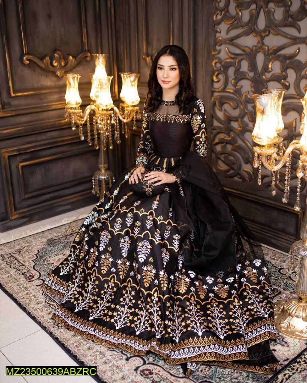 3 Pcs Women's Stitched Katan Slip Printed Maxi Suit 1 haseen.store