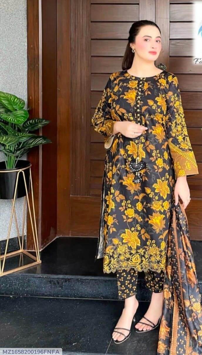 3 Pcs Women's Stitched Printed Suit 2 haseen.store