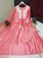 3 Pcs Women's Stitched Silk Embroidered Suit 3 haseen store