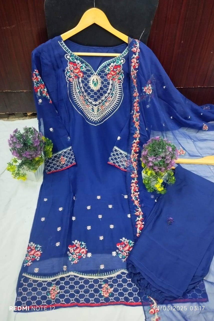 3 Pcs Women's Stitched Silk Embroidered Suit haseen.store 1
