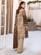 Exquisite Brown Linen Suit with Embroidered Chikankari Design 2 haseen.store
