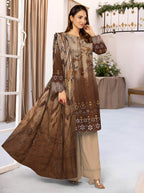 Exquisite Brown Linen Suit with Embroidered Chikankari Design  haseen.store