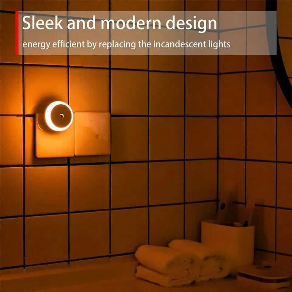 LED Night Light LED Round White Night Light Dusk To Dawn Sensor Smart Wall Lamp For Bathroom Bedroom Home Kitchen Corridor Energy Saving EU Plug