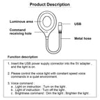 Lk50 Voice Control LED Smart Night Light Lamp 360 Adjustable, folder USB Desk Lamp 