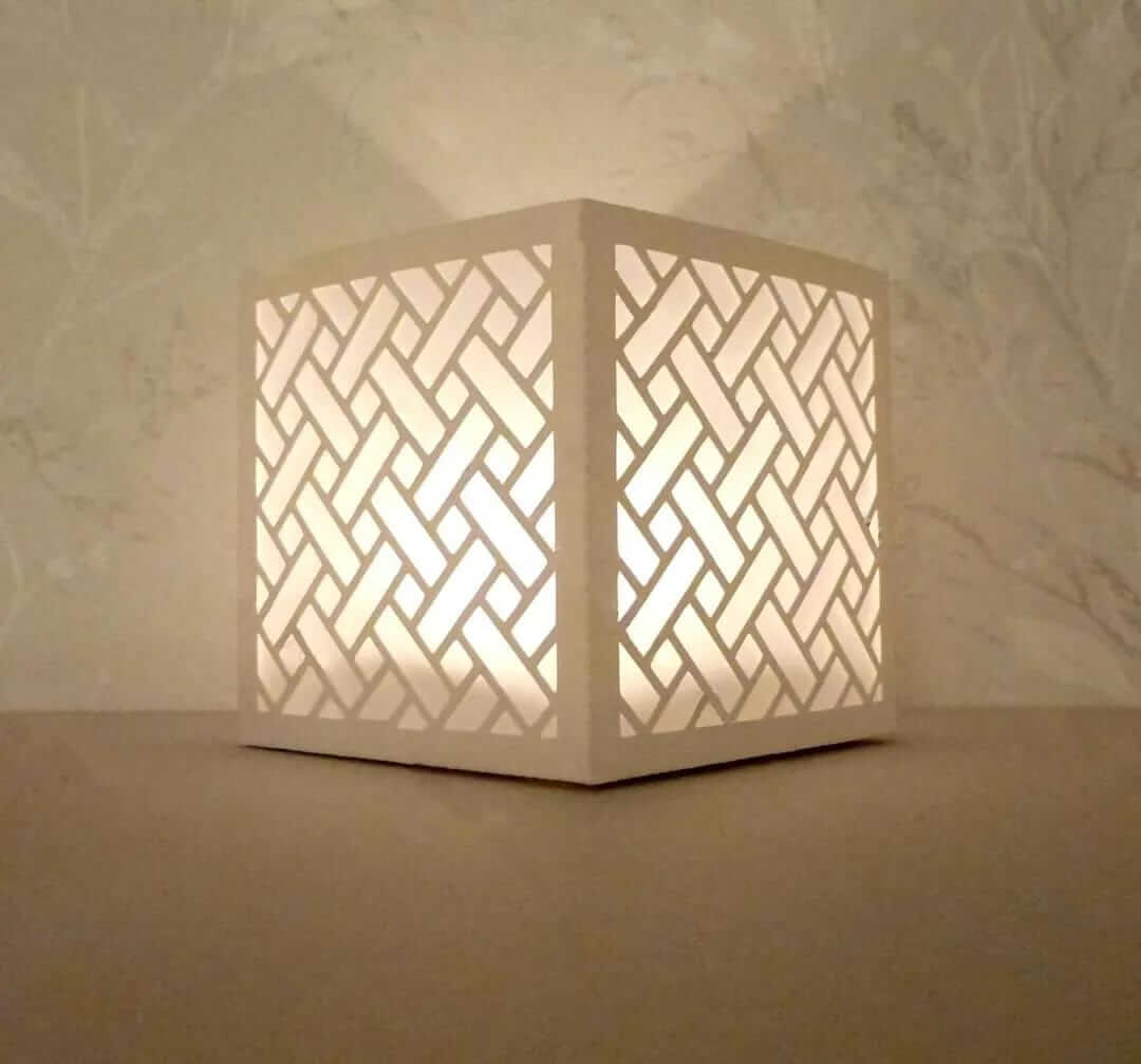Modern White Geometric Design Tea Light Lamp I Lamp I Lamp For Room I Lamp Light I Lamp Decor I Lamp Light For Side Table I Lamp Lights